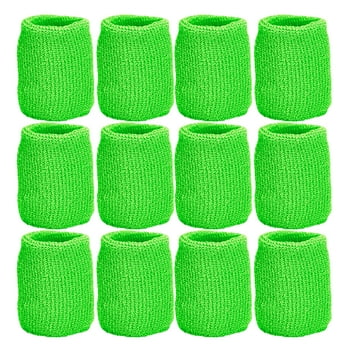 Unique Sports Athletic Performance Team Pack of 12 Wristbands (6 pair) - Lime Green