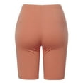thumbnail image 3 of A2Y Women's Basic Solid Premium Cotton Mid Thigh High Rise Biker Bermuda Shorts Ash Rose M, 3 of 5