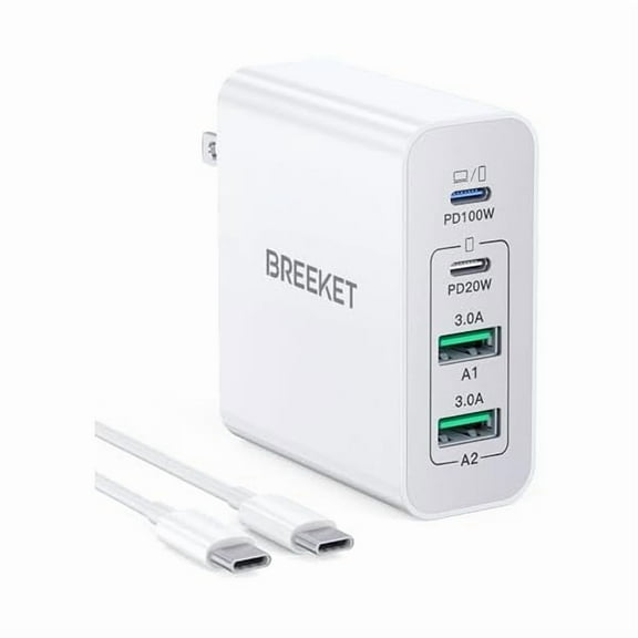 Sanlufa Mac Book Pro Charger - 140W 4 Port USB C Charger Block Fast Charger USBC Laptop Power Adapter Compatible with MacBook Pro/Air, iPad Pro, Samsung Galaxy and All USB C Device, 6.6FT USB-C Cable