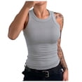 thumbnail image 1 of Camiseta sin mangas sexy con espalda descubierta para mujer: camiseta corta ajustada con fruncidos y cierre de gancho para salir por la noche, 1 of 4
