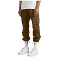 thumbnail image 5 of Mens Sweatpants with Pockets Elastic Bottom Men Cargo Sweatpants Drawstring Straight Leg Casual Trousers Loose Fit Baggy Athletic Jogger Pants with Pockets, 5 of 9