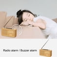 thumbnail image 3 of Reloj despertador de madera Retro multifuncional con radio de cabecera Eccomum Bambú-Luz blanca, 3 of 5