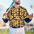 thumbnail image 5 of KLL Vintage Black White Plaid Sunflowe for Men's Baseball Shirts,Short Sleeve Casual Shirts Button Down Shirt for Men Beach Summer Wedding Shirt-4X-Large, 5 of 7