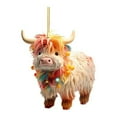thumbnail image 1 of Christmas Cow Ornament Xmas Tree Cartoon Highland Cow Hanging Decorations 2D Flat Acrylic Pendant for Car Rearview Mirror Tree Decor, 1 of 8