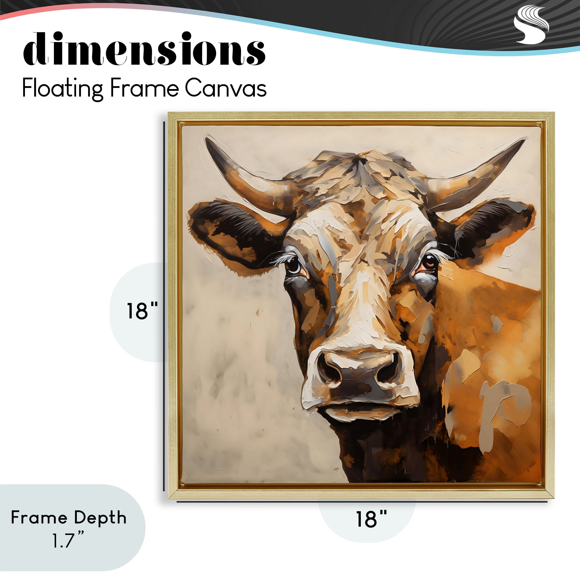 Stupell Industries Beautiful Brown Bovine Gold Framed Floater Canvas Wall Art, design by Creative Studio
