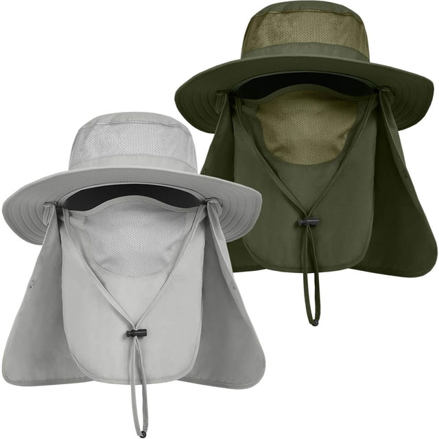IYEBRAO Sombrero para el sol para hombre al aire libre con solapa para el cuello y la cara Protección UV Sombrero de pesca de ala ancha para senderismo Safari Jardinería UPF 50+