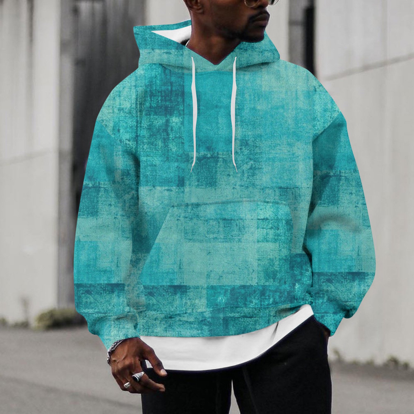 Sweatshirt Youth Hoodies for Men Thick Male Casual Splash Print Hoodies  Blouse Drawstring Long Sleeve Pocket Hooded Blouse Outdoor Warm Slipper -  Walmart.com