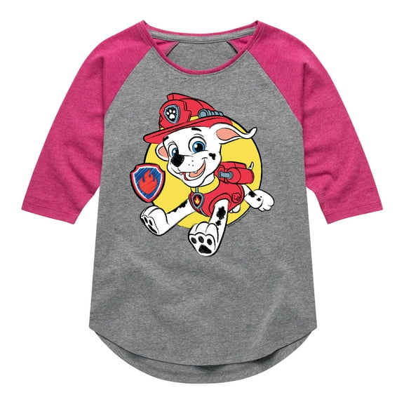 Paw Patrol - Marshall Sketch - Toddler & Youth Girls Raglan Graphic T-Shirt