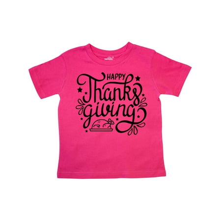 

Inktastic Happy Thanksgiving Hand Lettering with Turkey and Stars Gift Toddler Boy or Toddler Girl T-Shirt