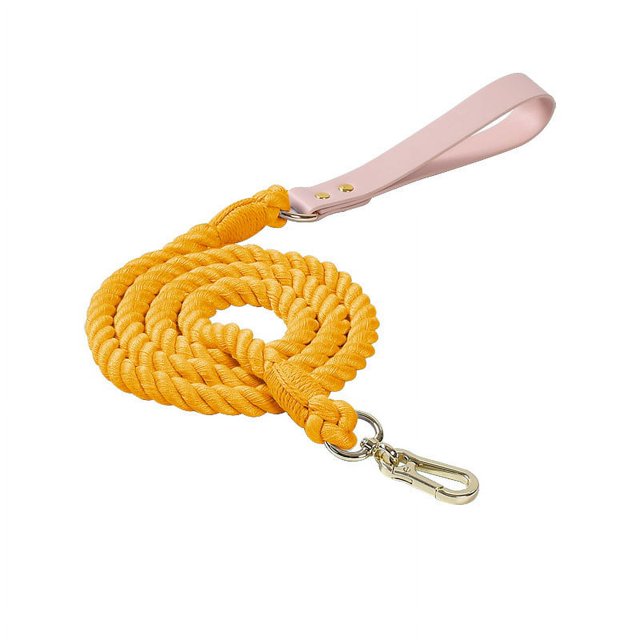 Dog Rope with Soft Leather Handle Thick Dog Lead Leash for Large Medium Small Dogs (Orange, 150cm*1.2cm)