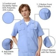 thumbnail image 3 of TOPTIE Light Blue Men Heavy Duty Work Shirt Short Sleeve Button Down 2 Pockets Industrial Utility Shirt-Blue-3XL, 3 of 3
