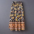 thumbnail image 5 of Crunowin Long Skirts for Women Floral Print High Waist Summer Beach Bohemian A Line Maxi Skirts Black Size XL, 5 of 6