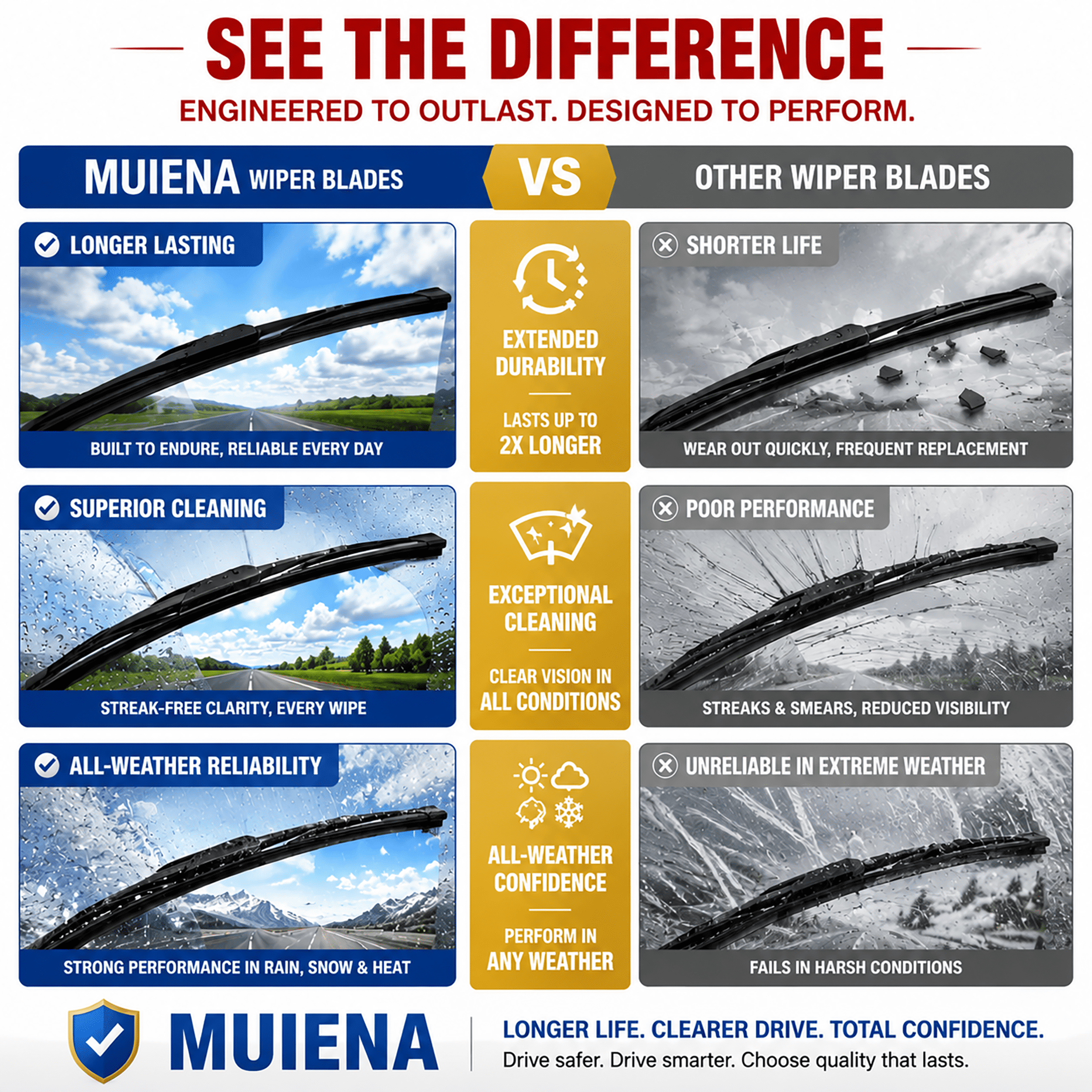 MUIENA Windshield Wipers Replacement for 2008-2019 Toyota Highlander,2011-2023 Lexus GX460,OEM Quality Premium All-Season Front Rear Wiper Blades-26"+20"+12"(Pack of 3)