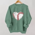 thumbnail image 2 of Afelkas Women's Baseball Sweatshirt Distressed Heart Graphic Pullover Crewneck Sports Mom Top Casual Game Day Fan Gear Green,M, 2 of 5