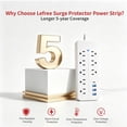 thumbnail image 3 of Lefree Surge Protector Power Strip with USB Ports 4-Foot Extension Cord - 12 Outlet for Indoor/Office Use, White, 3 of 11