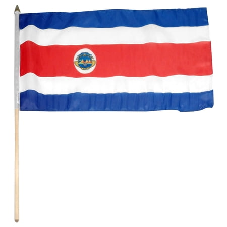 Costa Rica 12" x 18" Mounted Stick Flag