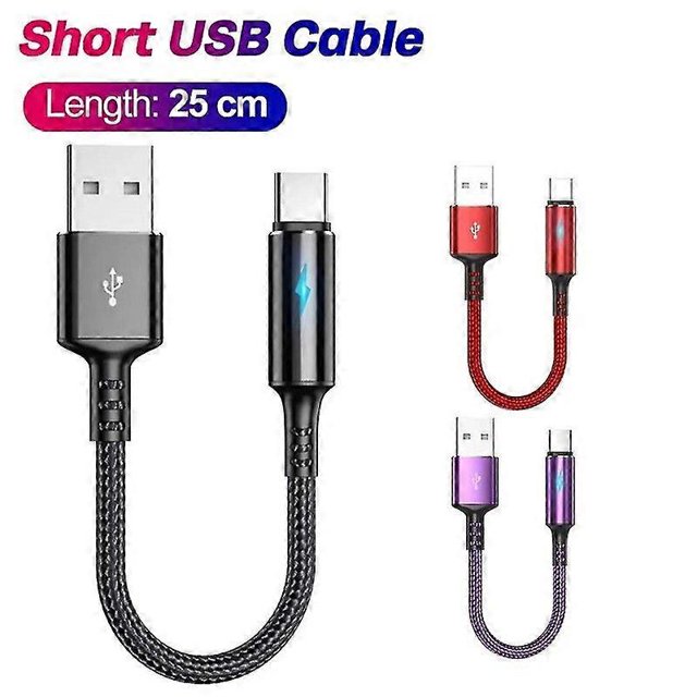 Cable USB-C ultracorto portátil de carga rápida de 0,25 m, cable USB tipo C de 3 A y 40 W, cable de datos USB C para teléfonos Huawei y Xiaomi, Power BankScvvd