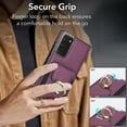 thumbnail image 2 of Wallet Case Compatible for Samsung Galaxy Note 20, with 360° Rotation Ring Stand PU Leather Case Cover with Side Stretchy Fabric Card Holder for Women and Men for Samsung Galaxy Note 20, Purple, 2 of 8
