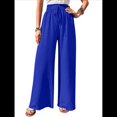 thumbnail image 2 of Pantalones de Salón de Pierna para Mujer, Cintura Alta, Ajustables, con Nudo de Lazo, Holgados. Azul M, 2 of 10