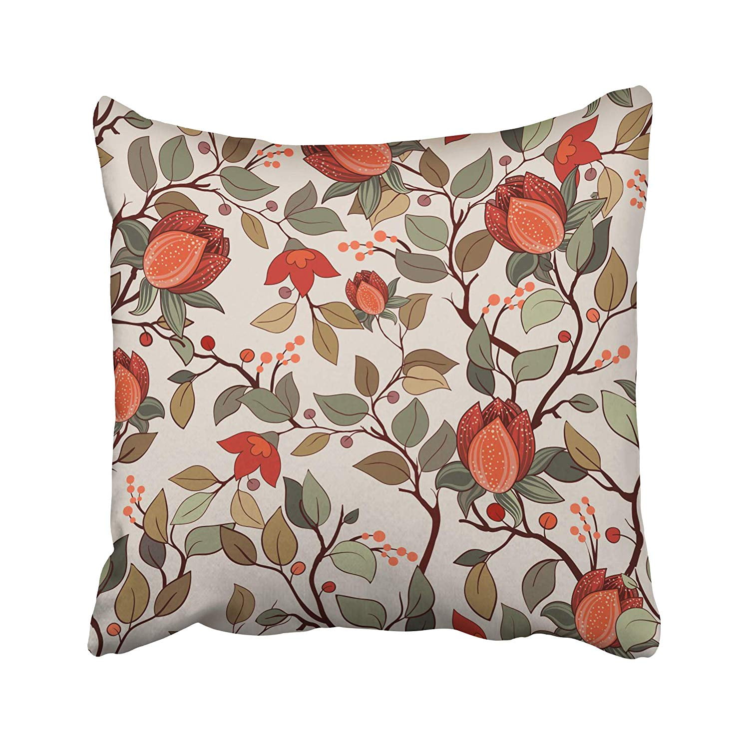 CMFUN Jacobean Colorful Floral Pattern with Big Flowers Plants Magnolia Beautiful Blossom Pillow