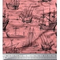 thumbnail image 1 of Soimoi Crepe Silk Fabric Waves & Ship Ocean Printed Fabric 1 Yard 42 Inch Wide, 1 of 3