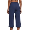 thumbnail image 7 of Floleo Women's solid cropped pants with elastic drawstring waist side pockets and side slits for summer casual daily wear relaxed fit capri trousers, 7 of 7