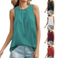 thumbnail image 4 of Ahdbta Womens Summer Tank Tops Sleeveless Pleated Round Neck Tunic Chiffon Blouse Loose Casual Flowy Shirts, 4 of 4