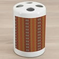 thumbnail image 1 of Orange Ceramic Toothbrush Holder, Indigenous Cultural Motif Pattern Traditional Borders, Decorative Versatile Countertop for Bathroom, 4.5" X 2.7", Orange Yellow and White, by Ambesonne, 1 of 4