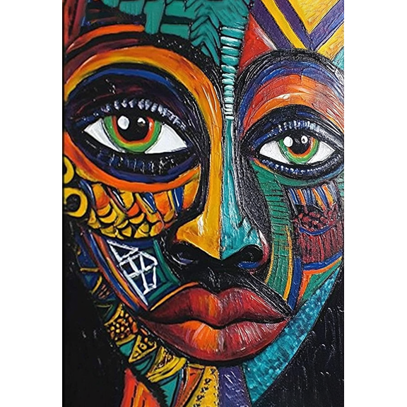Colorful Abstract Face Decorative Painting/Canvas Art， Suitable for Living Room， Bedroom， Office， Hotel， Dining Room， Kitchen and Gallery Wall Decor， Modern Art Portrait.