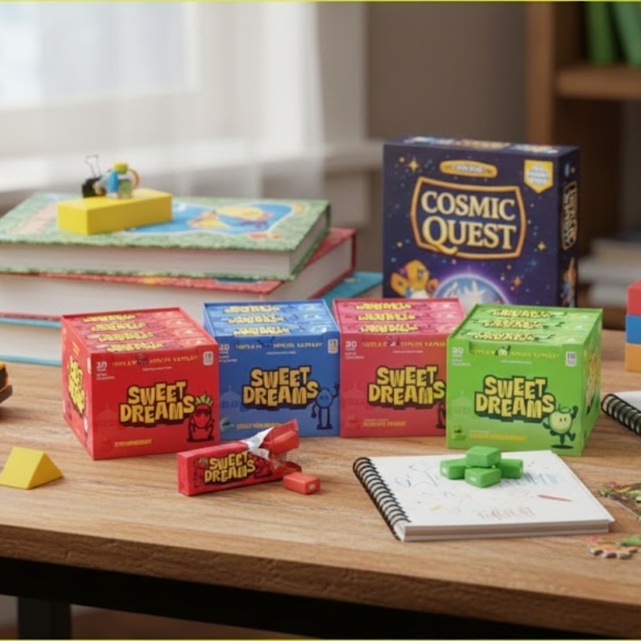 Sweet Dreams Soft Center-Filled Chewy Candy Variety Pack - 4 Boxes, 80 Sticks, 640 Pieces - Assorted Fruity Flavors - Gluten-Free Candy Sticks - Sweet & Sour Candy for Kids and Adults