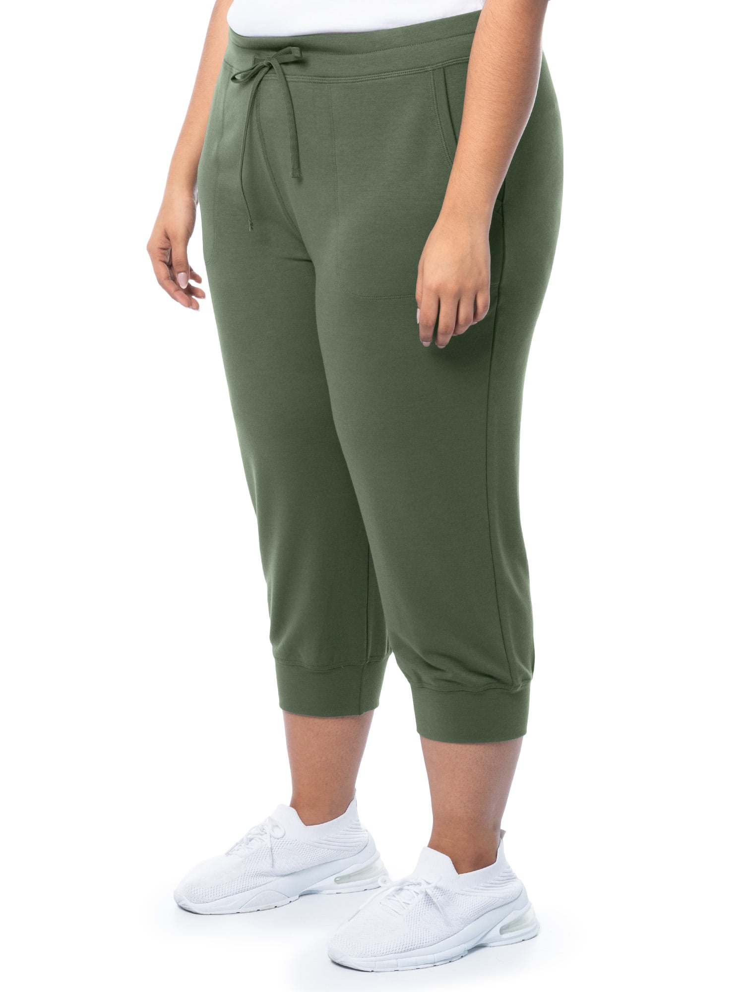 Athletic Works Women's Plus French Terry Athleisure Capri Jogger Pants, size 1X-5X