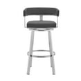 thumbnail image 2 of Lorin 26" Gray Faux Leather and Brushed Stainless Steel Swivel Bar Stool, 2 of 3