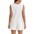 thumbnail image 3 of INSPIRE CHIC Linen Short Sets for Women Sleeveless Tank Top High Waisted Shorts with Pockets Lounge Sets Summer Outfits S White, 3 of 5