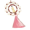 thumbnail image 4 of Colgante de Buda de madera para coche, decoración de 55 cm de largo para espejo retrovisor. Borlas rosas, 4 of 9