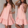 thumbnail image 4 of Prolriy Robes Printemps Été pour Femmes 2025 Été Col Rond Ample Manches Robes Pliantes Taille Ample Robe Mi-Longue d'Été Robes d'Été pour Femmes Décontractées Robe Mignonne Robes pour Femmes Rose TG, 4 of 4