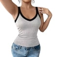 thumbnail image 2 of HuangHuanChen Womens Racerback Tank Tops V Neck Slim Fit Basic Tee Camisole Top for Women Workout Tops Sleeveless Tops Going Out Top Grey XL, 2 of 5