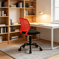 thumbnail image 2 of Homy Casa Red Ergonomic Task Chair, Armless Adjustable Swivel Desk Chair with Wheels for Study & Home Office, 2 of 8