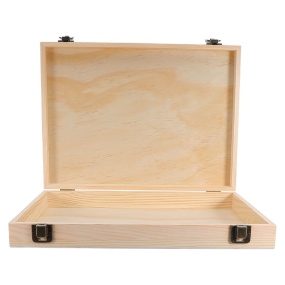 RENACLIPY Solid Wood Hinged Lid Box Light Yellow Decorative Storage Chest for Craft and Keepsake Organization