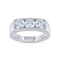 thumbnail image 4 of AFFY 3 Stone Men's Ring Lab Created Moissanite Wedding Band Ring In 14K Solid White Gold Jewelry Gift For Him Her (1.00 Cttw) Ring Size -12.5, 4 of 6