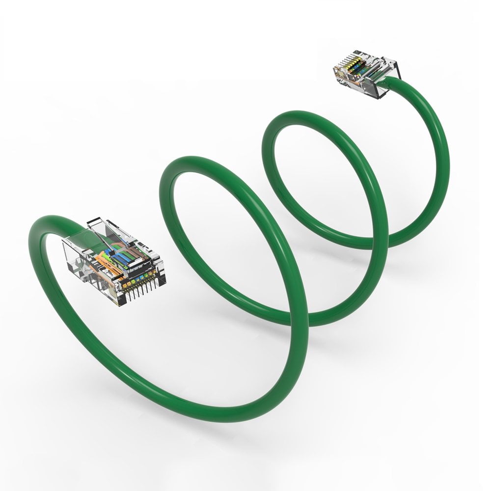 FireFold Cat5e Ethernet Patch Cable Green 6ft with Gold Plated RJ45 Connectors – 350 MHz High Performance Patch Cord – 4 UTP 24 AWG Stranded Copper Pure Conductors with PVC Jacket