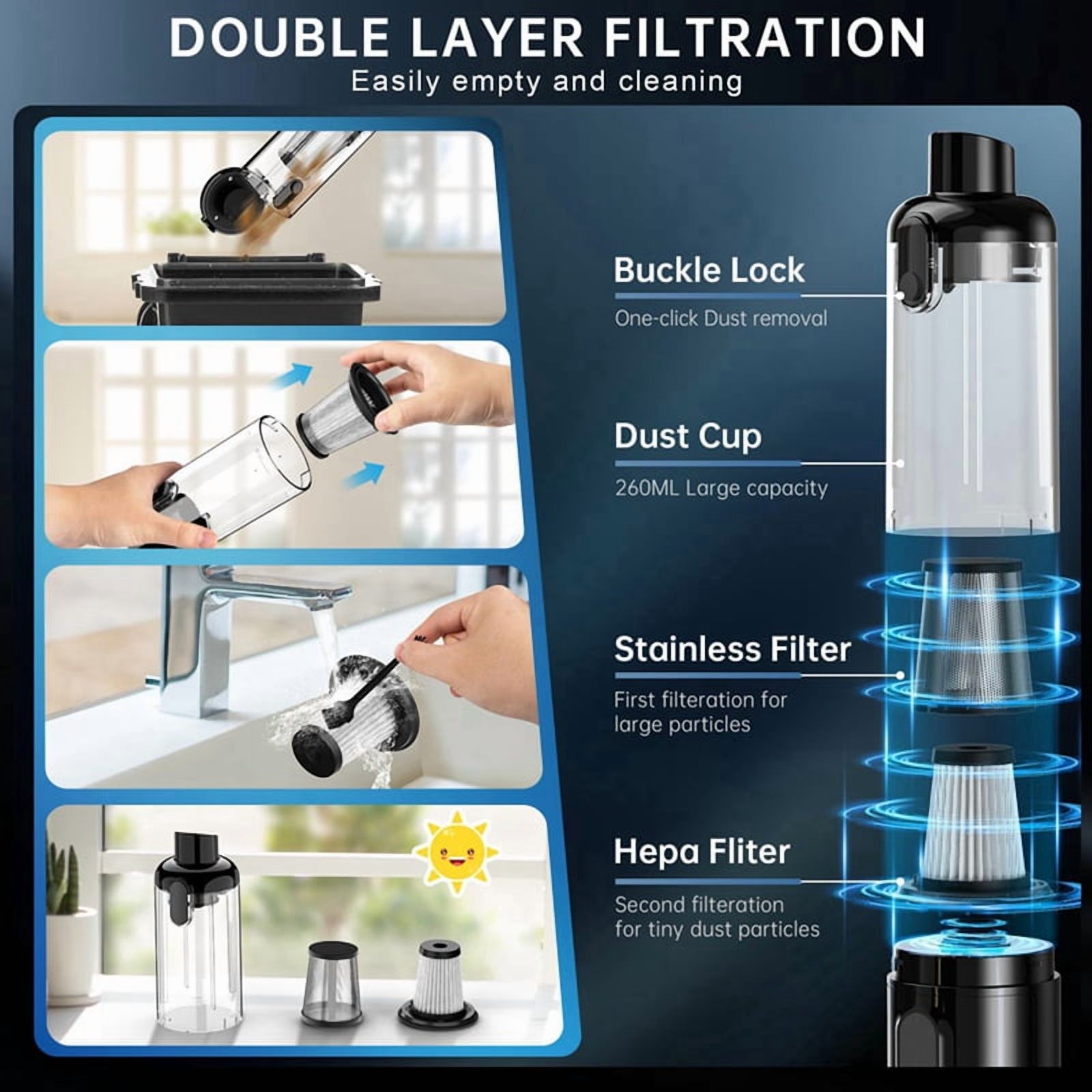 Handheld Car Vacuum Cleaner, Car Vacuum with 16000Pa Powerful Suction
