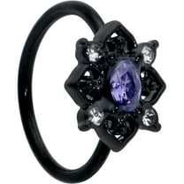 Body Candy Womens 20G Surgical Steel Black Nose Ring Scrolling Hearts Mens Nose Hoop Ring Circular Nose Ring 5/16”