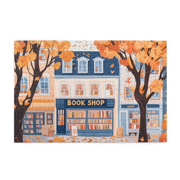1000 PCS Fall Book Shop Puzzles For Adults 1000 Pieces,A Book Shop Featuring Unique And Beautiful Illustrations Depicting Autumn,Ideal For Relaxation And Family Fun,Beautiful Wooden Jigsaw