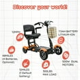 thumbnail image 3 of Lightweight Motorized Electric Mobility Scooter Easy Travel Large Premium Seat with Padded Armrests LED Lights - Orange, 3 of 11