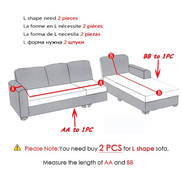 DEKAXID - Funda de sofá lisa de licra elástica para sala de estar, seccional, de esquina, protector de muebles, 1 unidad