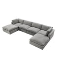 thumbnail image 4 of Rustic Manor Saniyah Grey Linen Sofa U-Chaise Sectional, 4 of 10