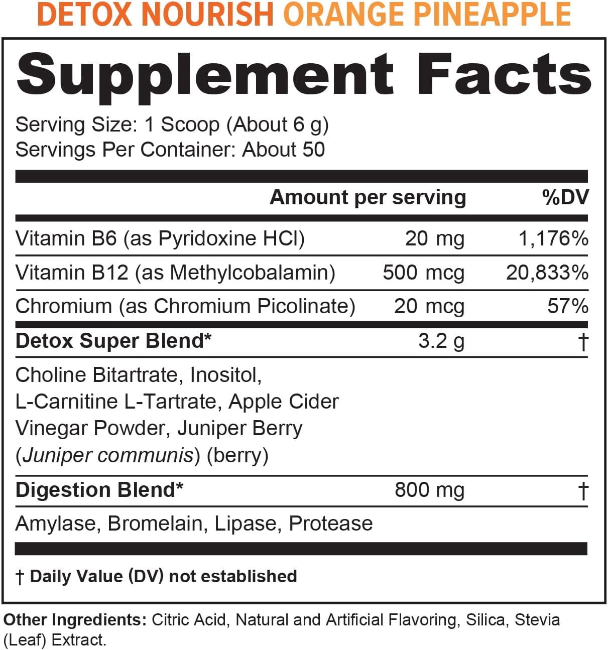 Vitauthority Detox Nourish Dietary Supplement Powder, Metabolism Support & Digestion Aid, Orange Pineapple, 10.9 oz