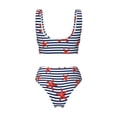 thumbnail image 5 of Daiia Starfish Navy Blue Stripe Women's Bikini Set Two Piece Swimsuit High Waisted Bikini Adjustable Straps Bikini Perfect for Beach, Pool, and Summer Vacation-XX-Large, 5 of 9