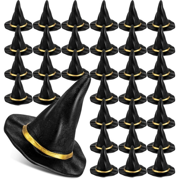 12Pcs Plastic Witch Hats Mini Halloween Witch Hats Wizard Hat for DIY Crafts Bottle Toppers Halloween Party Supplies