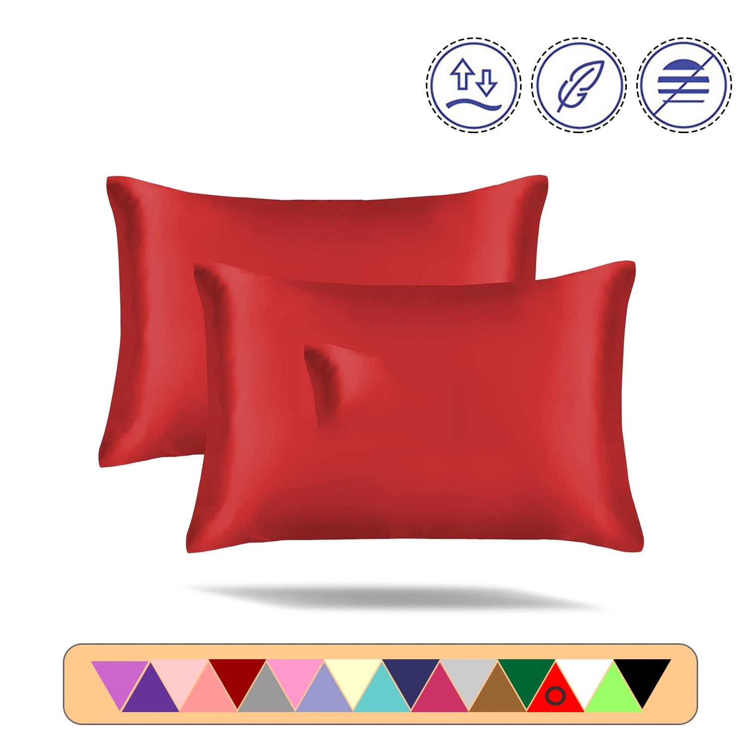 Details about   Silky Pure Satin Pillow Shams Set of 2 Ultra Soft Decorative Pillow Cover/Cases 